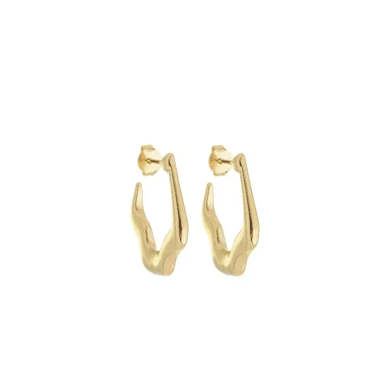 BRINCO PEQUENO FORMA ORGANICA ONDAS PEQUENAS NO BANHO DE OURO 18 K